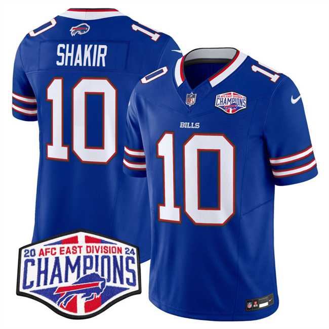 Men%27s Buffalo Bills #10 Khalil Shakir Royal F.U.S.E. 2024 AFC East Division Champions Vapor Limited Stitched Jersey